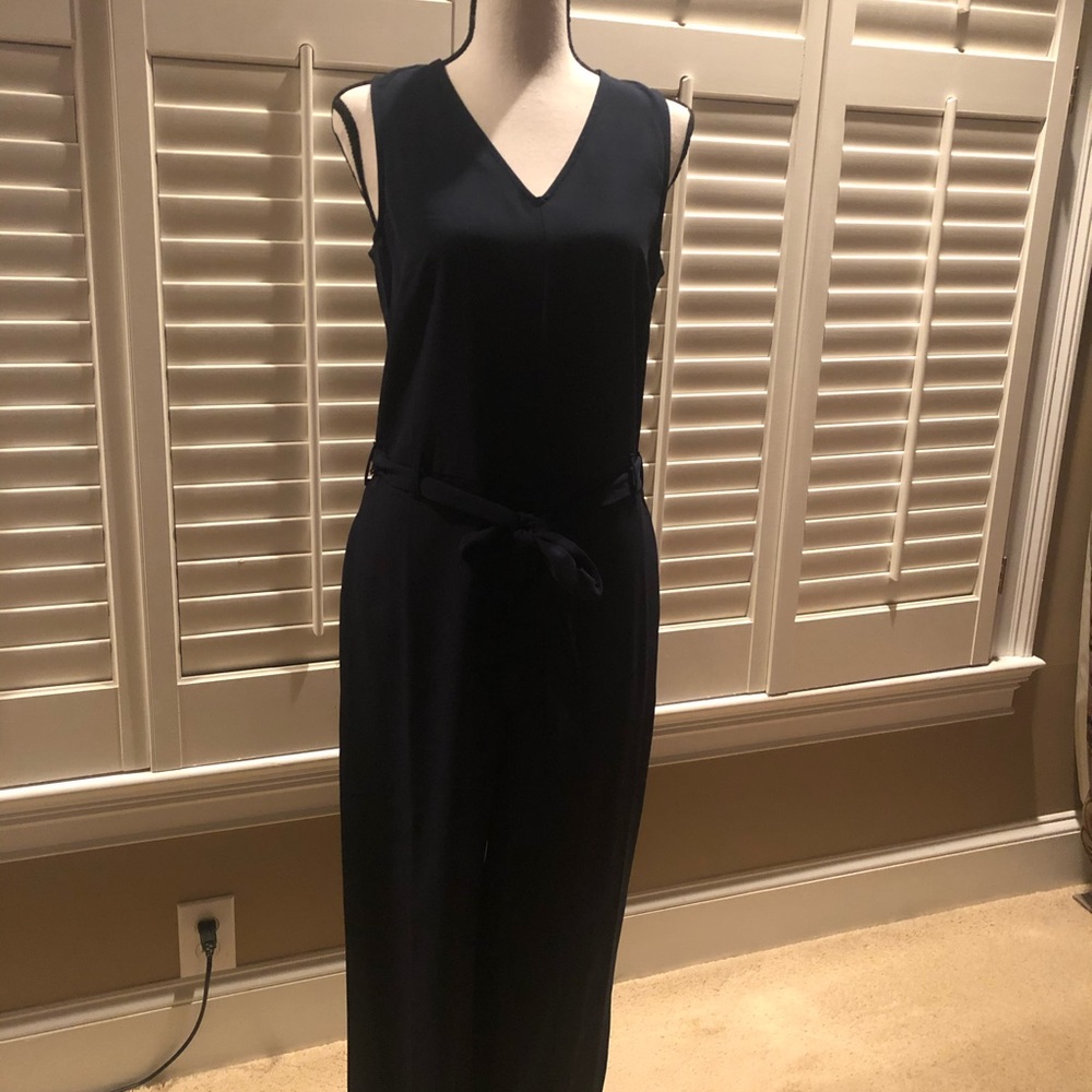 Navy Blue sleeveless jumpsuit.